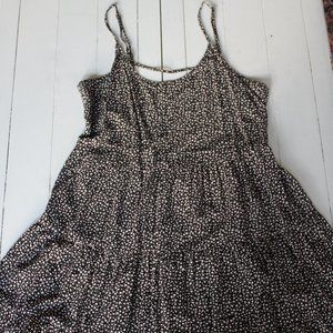 Black Floral Print Tiered Summer Mini Dress with Open Back